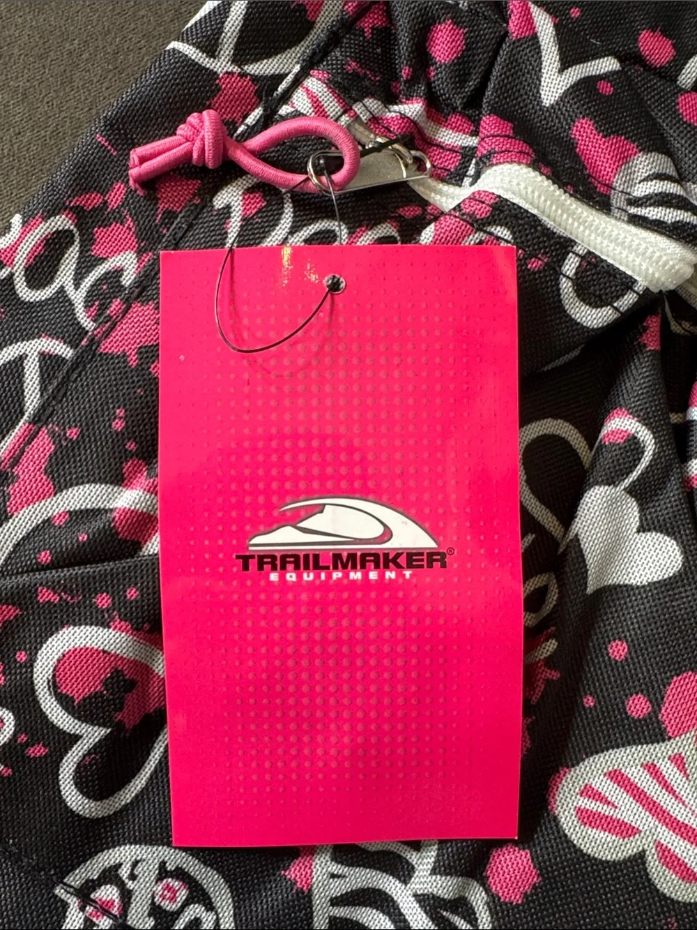 TrailMaker Classic Black Pink Peace & Love Backpack Padded Adjustable Straps NEW
